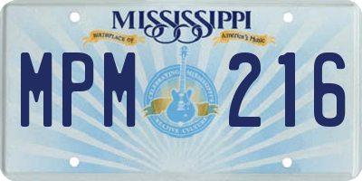 MS license plate MPM216
