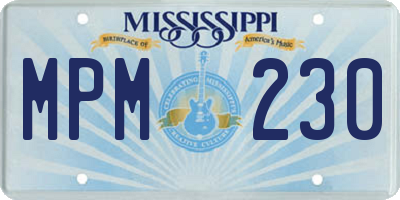 MS license plate MPM230