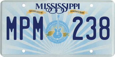 MS license plate MPM238