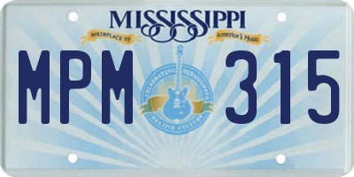 MS license plate MPM315