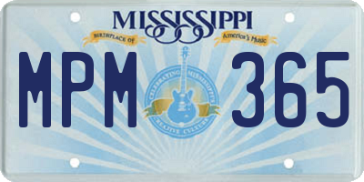 MS license plate MPM365