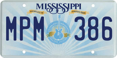 MS license plate MPM386