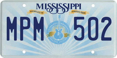 MS license plate MPM502