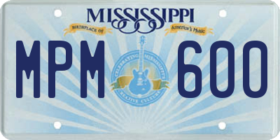 MS license plate MPM600
