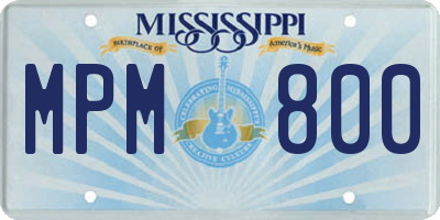 MS license plate MPM800