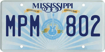 MS license plate MPM802