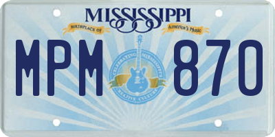 MS license plate MPM870