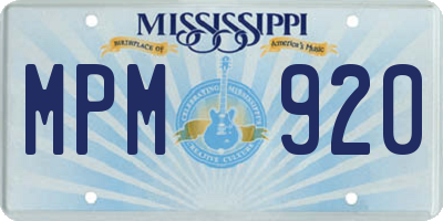 MS license plate MPM920