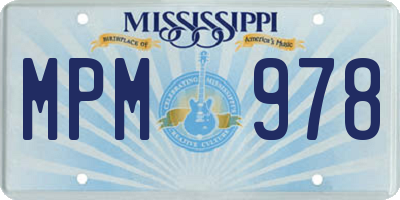 MS license plate MPM978
