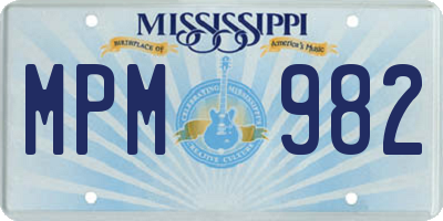 MS license plate MPM982