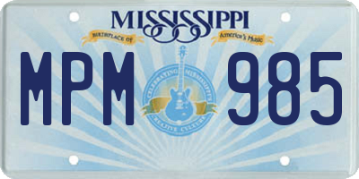 MS license plate MPM985