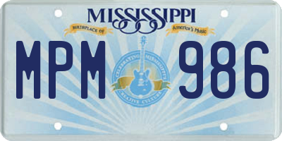 MS license plate MPM986