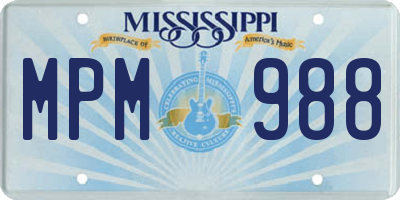 MS license plate MPM988