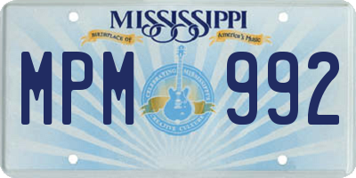 MS license plate MPM992