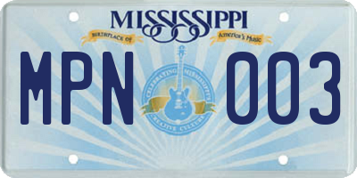 MS license plate MPN003