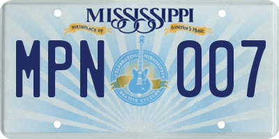 MS license plate MPN007