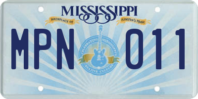 MS license plate MPN011