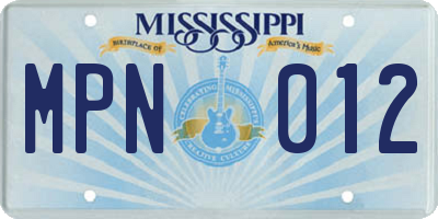 MS license plate MPN012