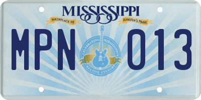 MS license plate MPN013