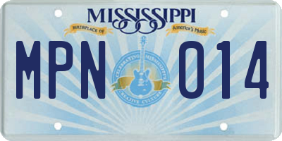 MS license plate MPN014