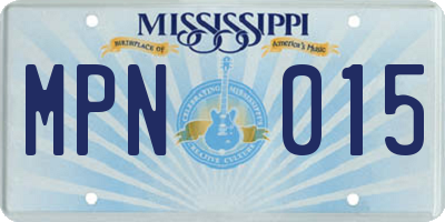 MS license plate MPN015