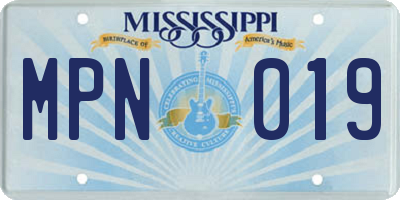 MS license plate MPN019