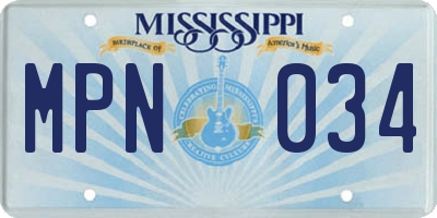 MS license plate MPN034