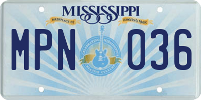 MS license plate MPN036