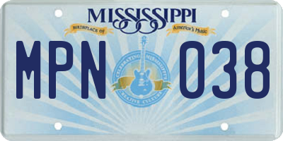 MS license plate MPN038