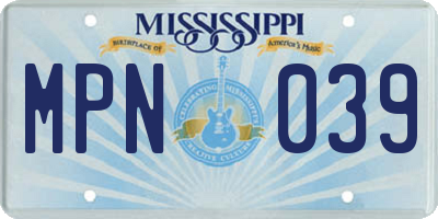 MS license plate MPN039