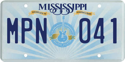 MS license plate MPN041