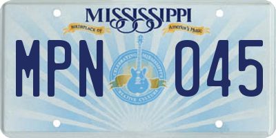 MS license plate MPN045