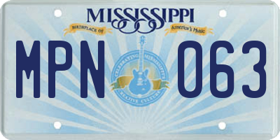 MS license plate MPN063