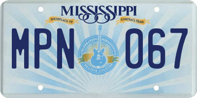 MS license plate MPN067