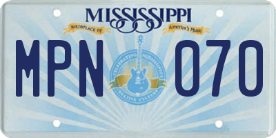 MS license plate MPN070