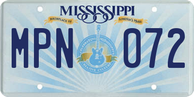 MS license plate MPN072