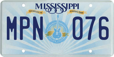 MS license plate MPN076