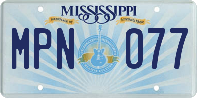MS license plate MPN077