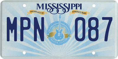 MS license plate MPN087