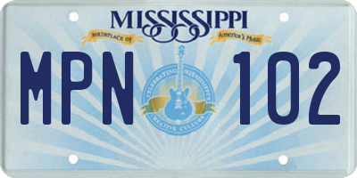 MS license plate MPN102