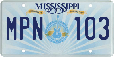 MS license plate MPN103