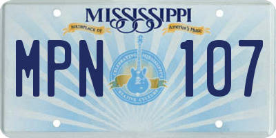 MS license plate MPN107