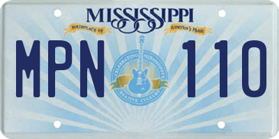 MS license plate MPN110