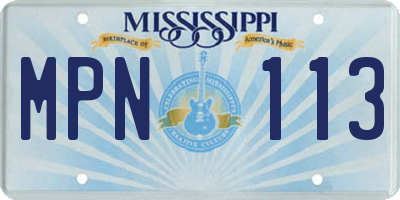 MS license plate MPN113