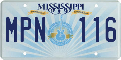 MS license plate MPN116
