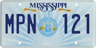 MS license plate MPN121