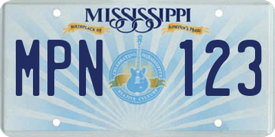 MS license plate MPN123