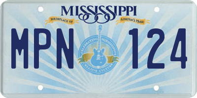 MS license plate MPN124