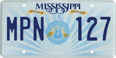 MS license plate MPN127