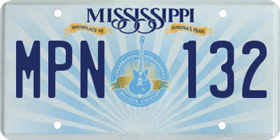 MS license plate MPN132